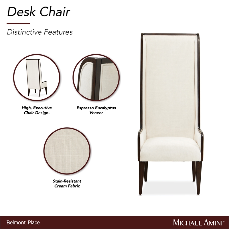 Michael Amini Belmont Place Office Chair in Cream/Espresso