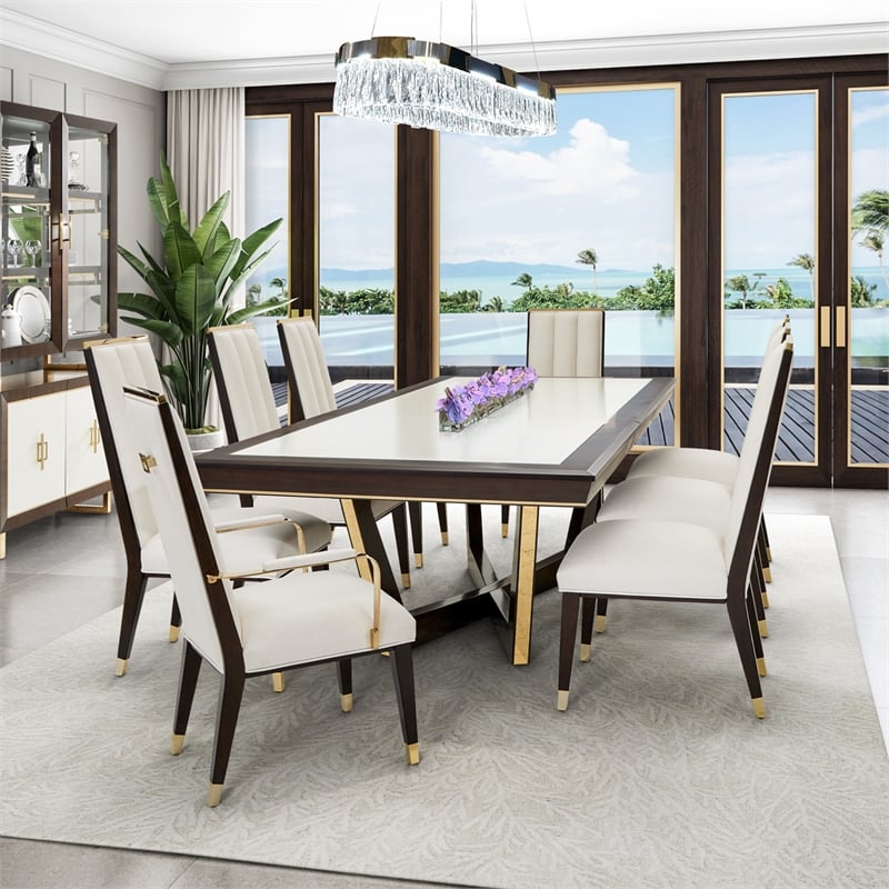 Michael Amini Belmont Place 9-Piece Rectangular Dining Room Set - Espresso