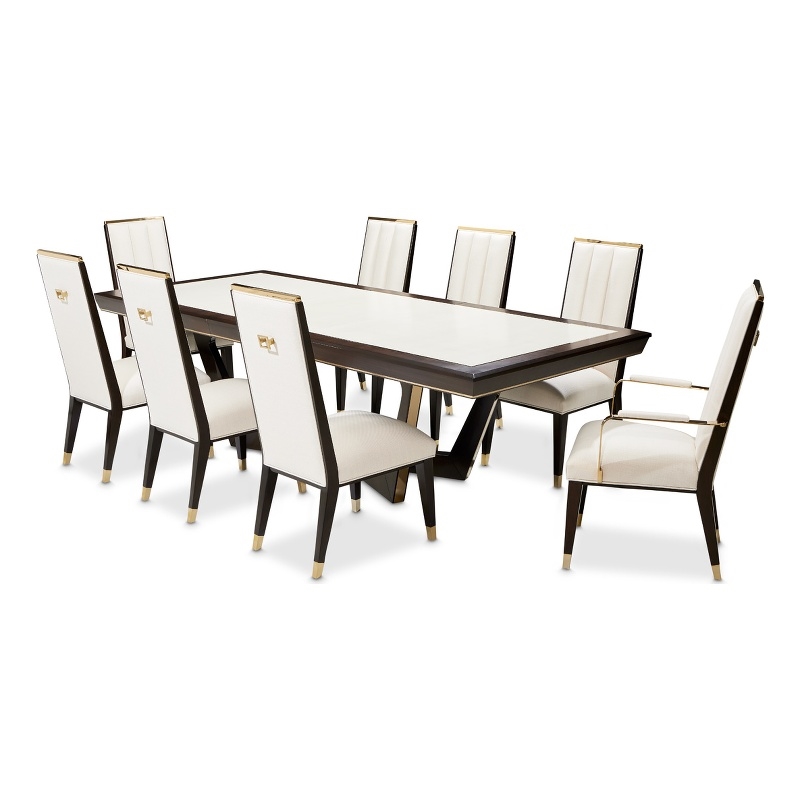 Michael Amini Belmont Place 9-Piece Rectangular Dining Room Set - Espresso
