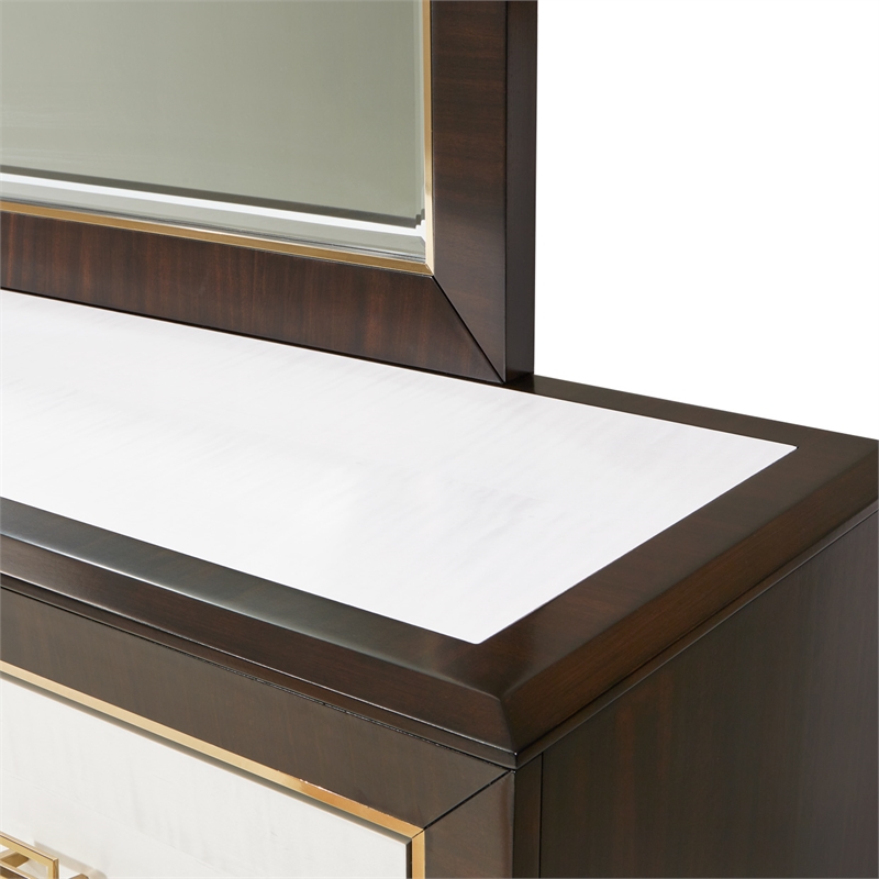 michael amini belmont place 9-drawers bedroom dresser & mirror set in espresso