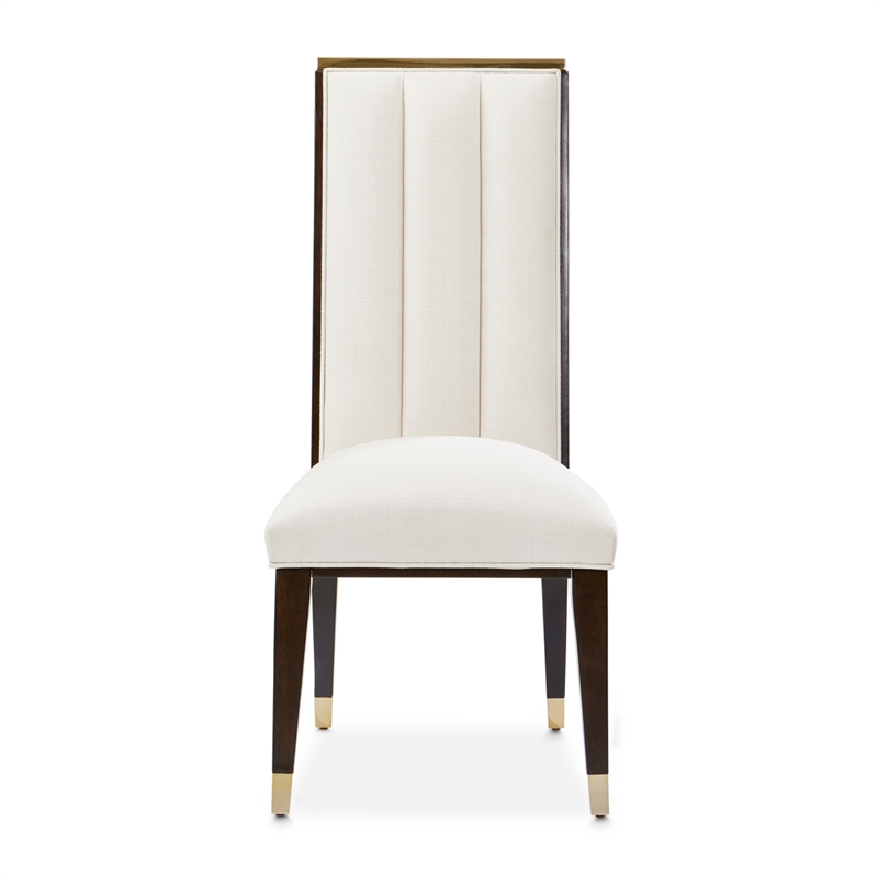 Michael Amini Belmont Place Dining Side Chair in Cream/Espresso (Set of 2)