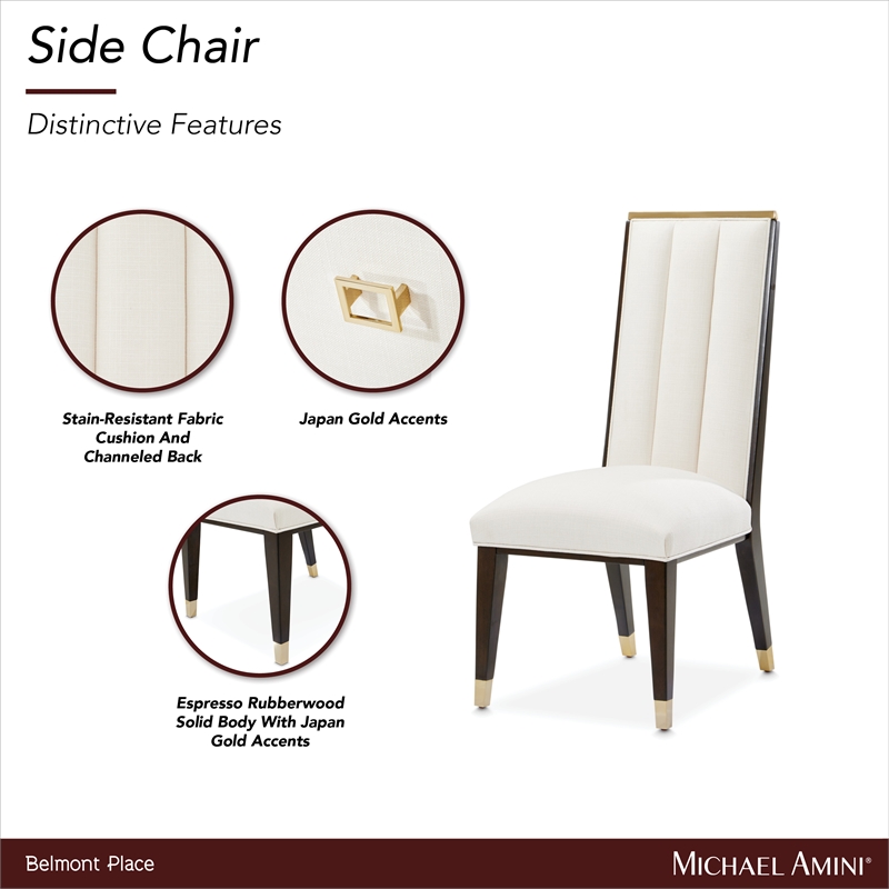 Michael Amini Belmont Place Dining Side Chair in Cream/Espresso (Set of 2)