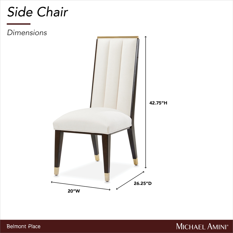 Michael Amini Belmont Place Dining Side Chair in Cream/Espresso (Set of 2)