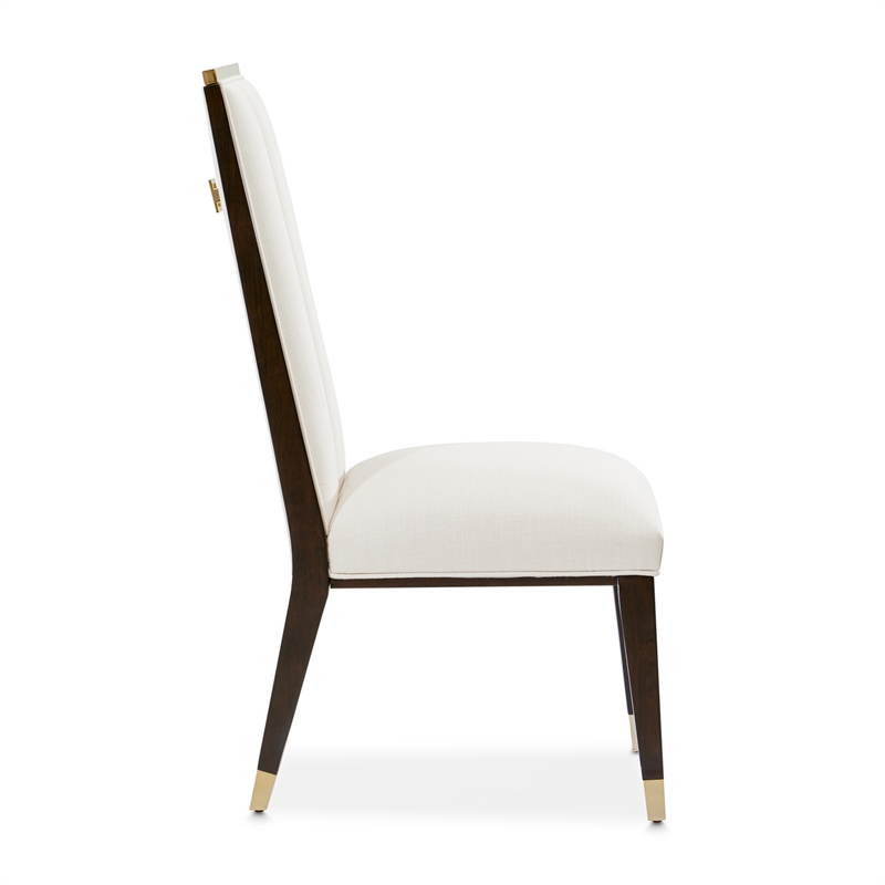 Michael Amini Belmont Place Dining Side Chair in Cream/Espresso (Set of 2)