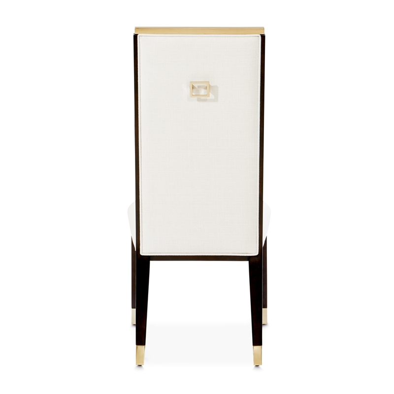 Michael Amini Belmont Place Dining Side Chair in Cream/Espresso (Set of 2)