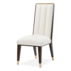 Michael Amini Belmont Place Dining Side Chair in Cream/Espresso (Set of 2)