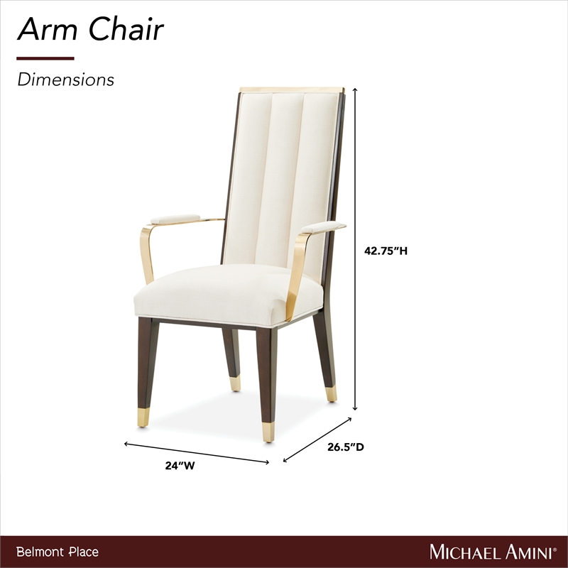 Michael Amini Belmont Place Dining Arm Chair in Cream/Espresso (Set of 2)