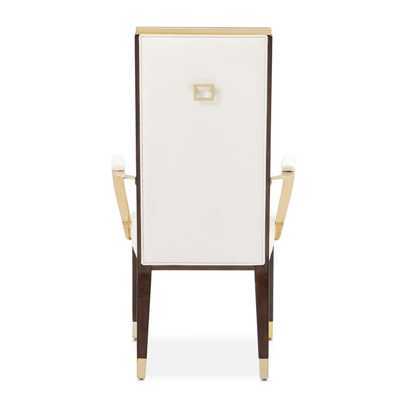 Michael Amini Belmont Place Dining Arm Chair in Cream/Espresso (Set of 2)