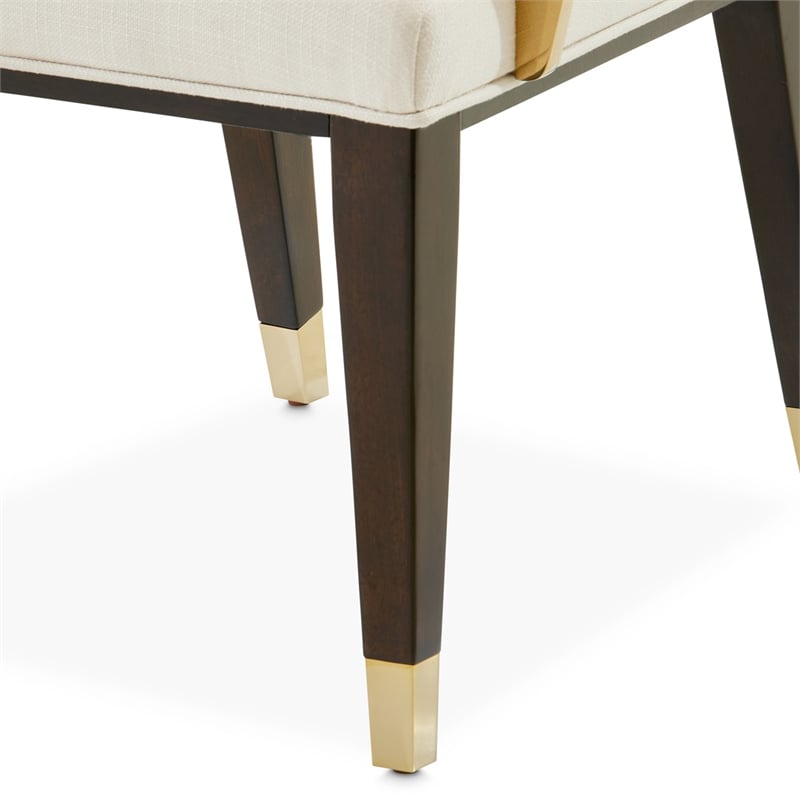Michael Amini Belmont Place Dining Arm Chair in Cream/Espresso (Set of 2)