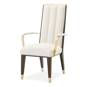 Michael Amini Belmont Place Dining Arm Chair in Cream/Espresso (Set of 2)