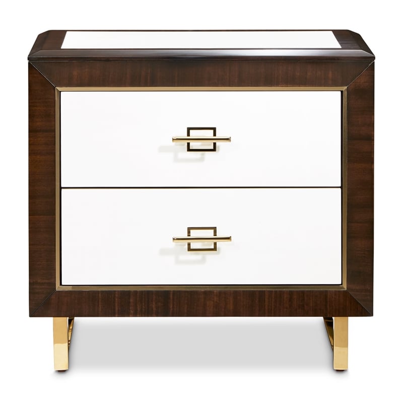 Michael Amini Belmont Place 2-Drawer Contemporary Wood Nightstand in Espresso