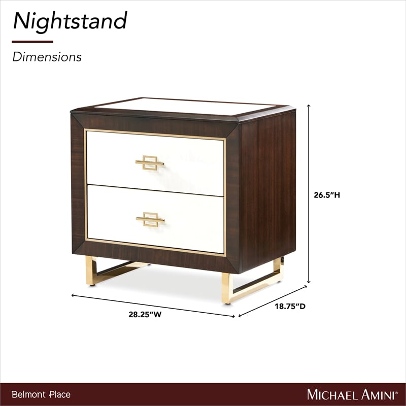 Michael Amini Belmont Place 2-Drawer Contemporary Wood Nightstand in Espresso