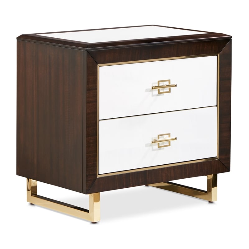 Michael Amini Belmont Place 2-Drawer Contemporary Wood Nightstand in Espresso