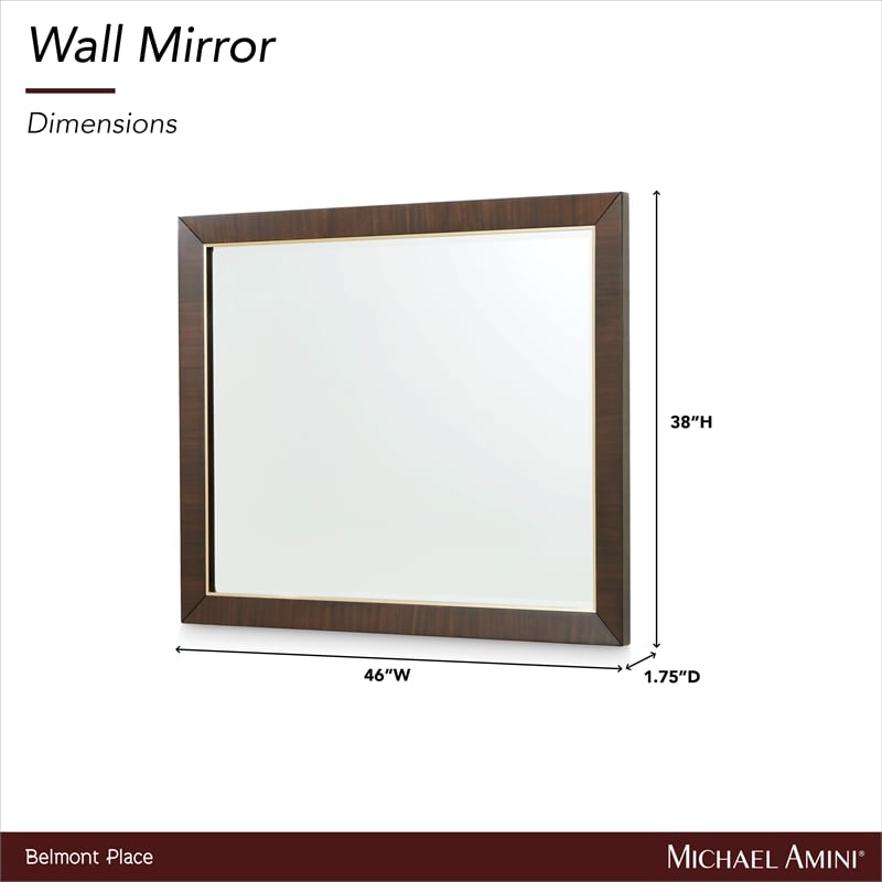 Michael Amini Belmont Place Contemporary Wood Wall Mirror in Espresso