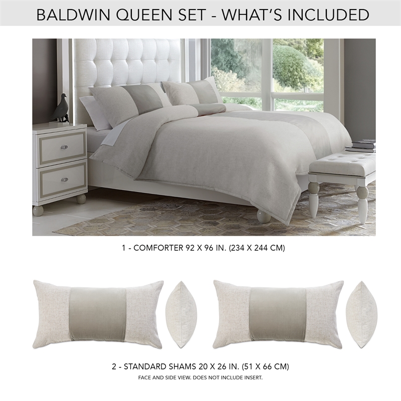 Michael Amini Baldwin 3-Piece Queen Comforter Set - Dove
