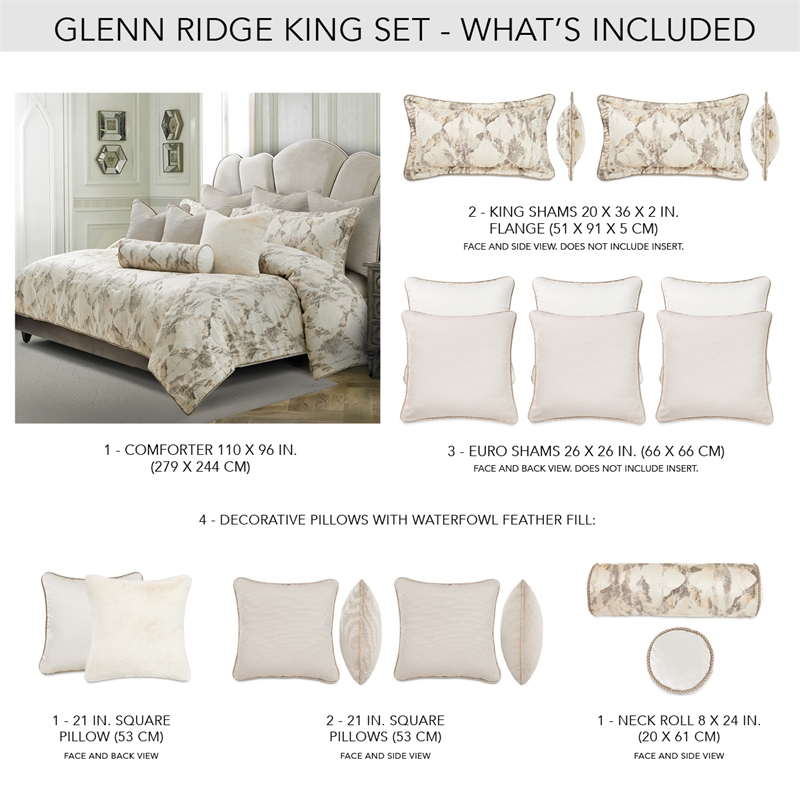 Michael Amini Glennridge 10-Piece King Comforter Set - Frost