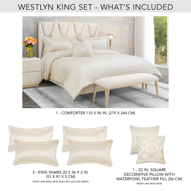 Michael Amini Westlyn 4-Piece King Comforter Set - Ivory