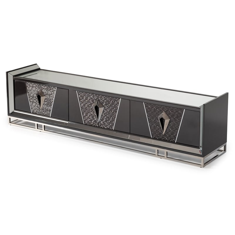 Carmela Media Cabinet - Glossy Charcoal Sand
