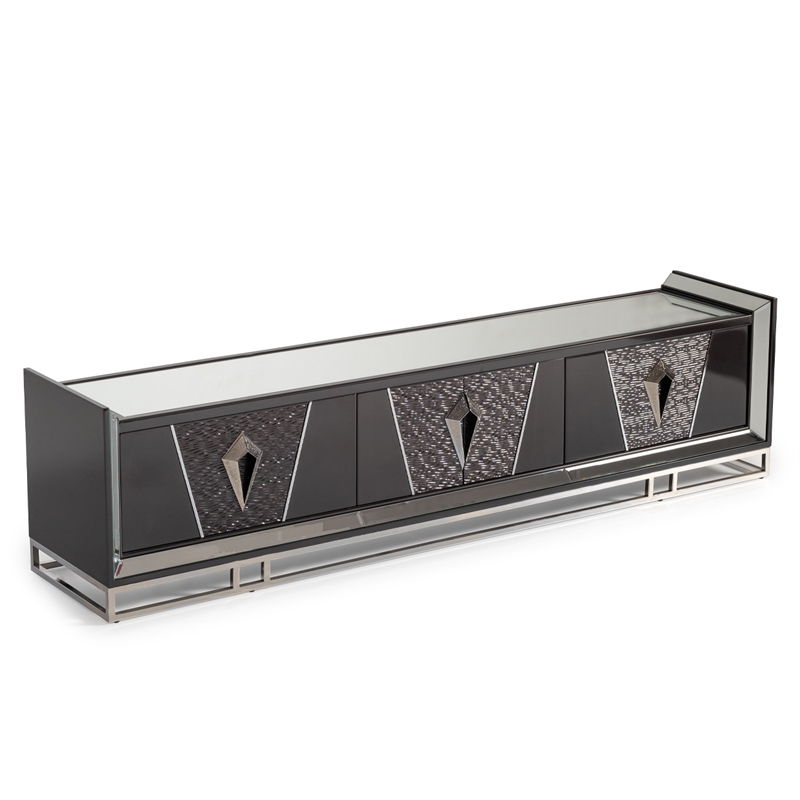 Carmela Media Cabinet - Glossy Charcoal Sand
