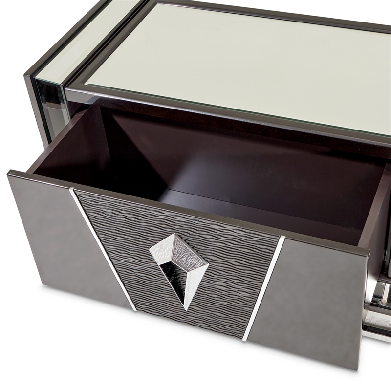 Carmela Media Cabinet - Glossy Charcoal Sand