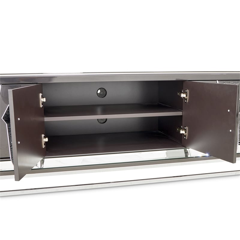 Carmela Media Cabinet - Glossy Charcoal Sand