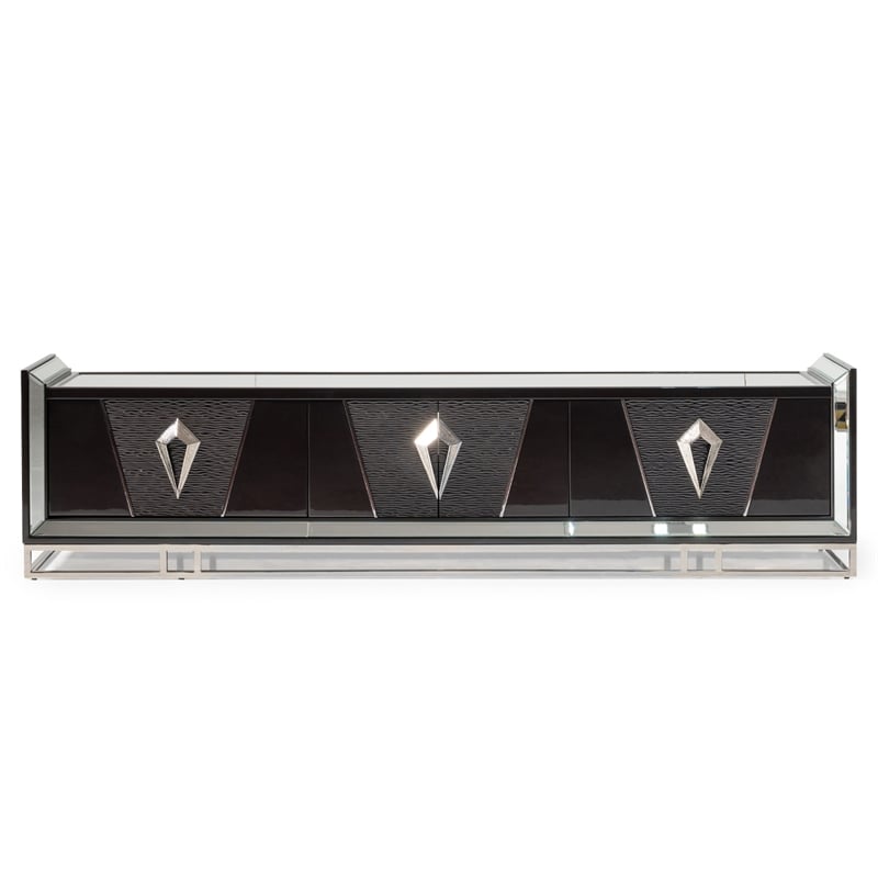 Carmela Media Cabinet - Glossy Charcoal Sand