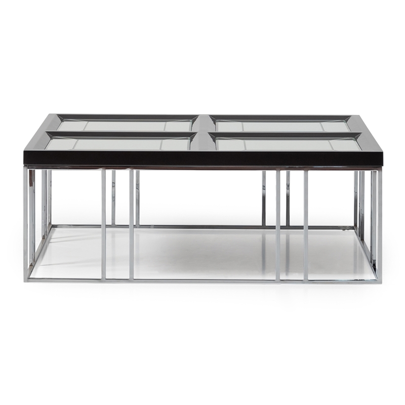 Carmela Cocktail Table - Glossy Charcoal Sand