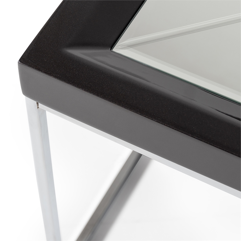Carmela Cocktail Table - Glossy Charcoal Sand