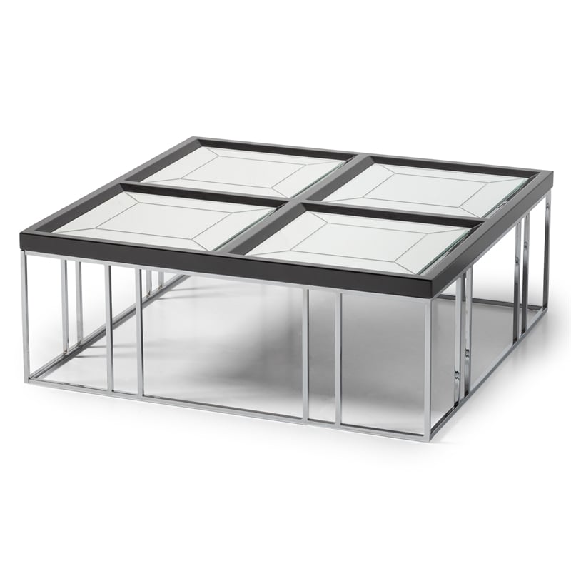 Carmela Cocktail Table - Glossy Charcoal Sand