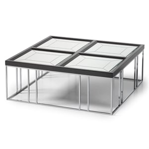Carmela Cocktail Table - Glossy Charcoal Sand