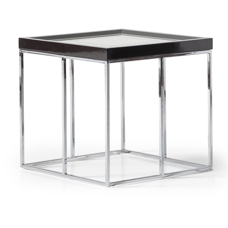 Carmela End Table - Glossy Charcoal Sand