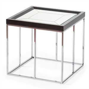 Carmela End Table - Glossy Charcoal Sand