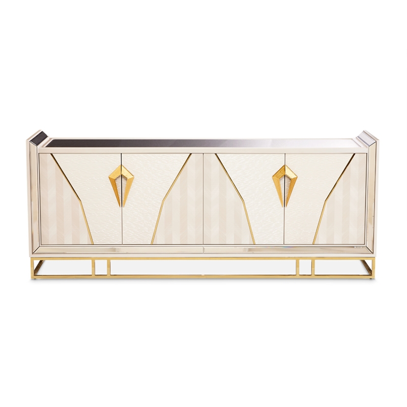 Michael Amini Carmela Console Cabinet - Shimmering Ivory