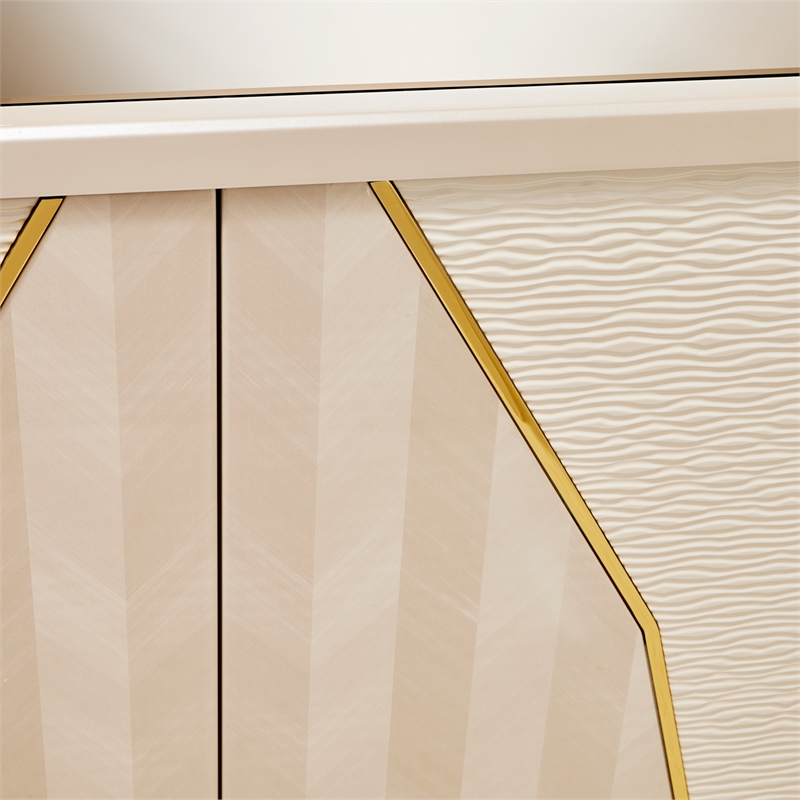 Michael Amini Carmela Console Cabinet - Shimmering Ivory