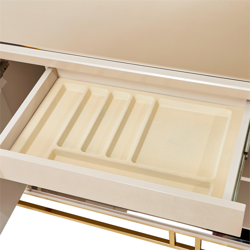 Michael Amini Carmela Console Cabinet - Shimmering Ivory