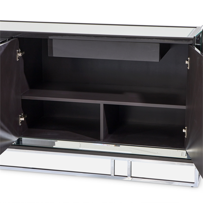 Michael Amini Carmela Console Cabinet - Glossy Charcoal Sand