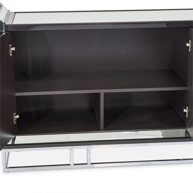 Michael Amini Carmela Console Cabinet - Glossy Charcoal Sand