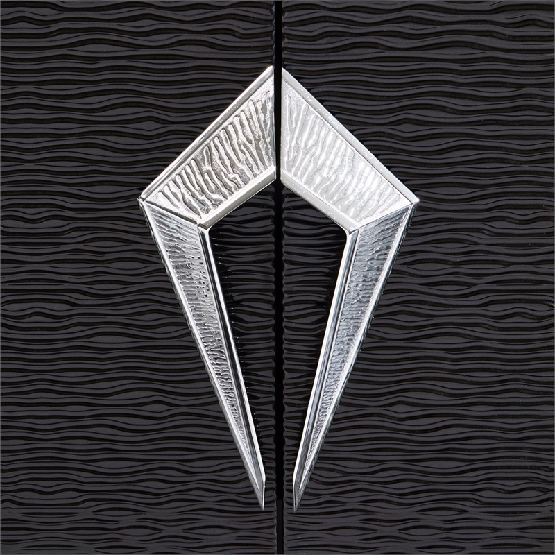 Michael Amini Carmela Console Cabinet - Glossy Charcoal Sand