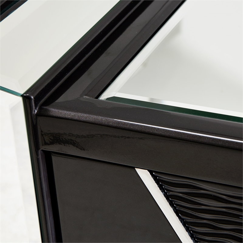 Michael Amini Carmela Console Cabinet - Glossy Charcoal Sand
