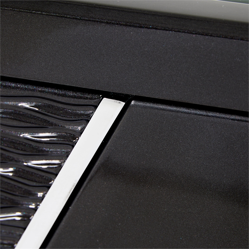 Michael Amini Carmela Console Cabinet - Glossy Charcoal Sand