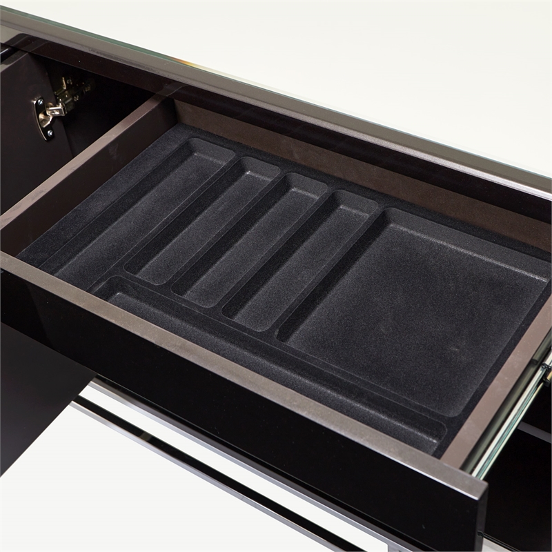 Michael Amini Carmela Console Cabinet - Glossy Charcoal Sand