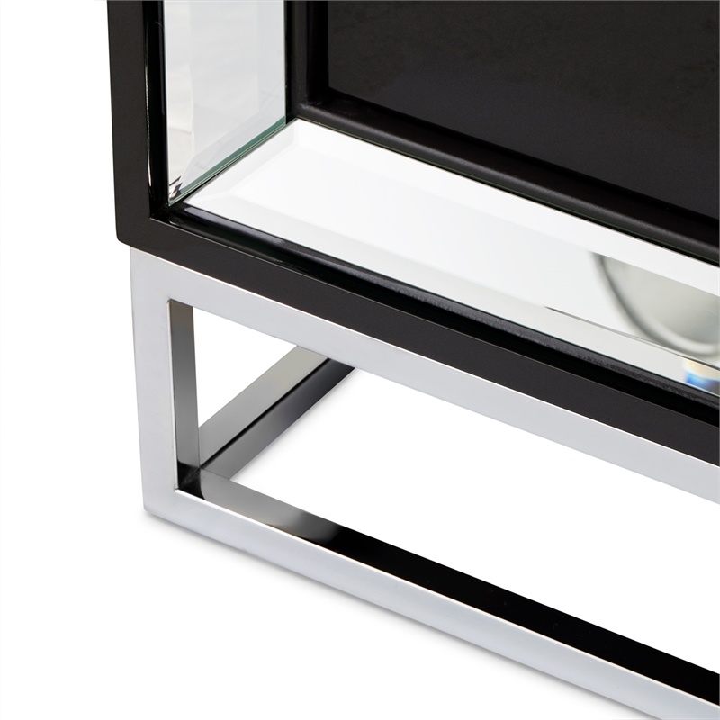 Michael Amini Carmela Console Cabinet - Glossy Charcoal Sand