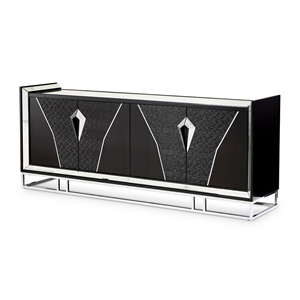 Michael Amini Carmela Console Cabinet - Glossy Charcoal Sand