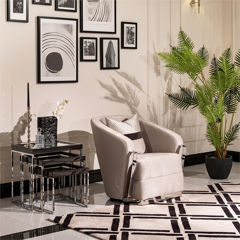 Carmela Set of 3 Nesting Tables - Glossy Charcoal Sand