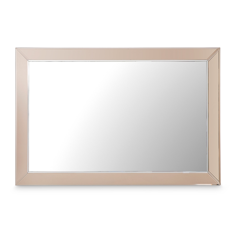 Michael Amini Carmela Chamfer Wall Mirror - Shimmer Ivory