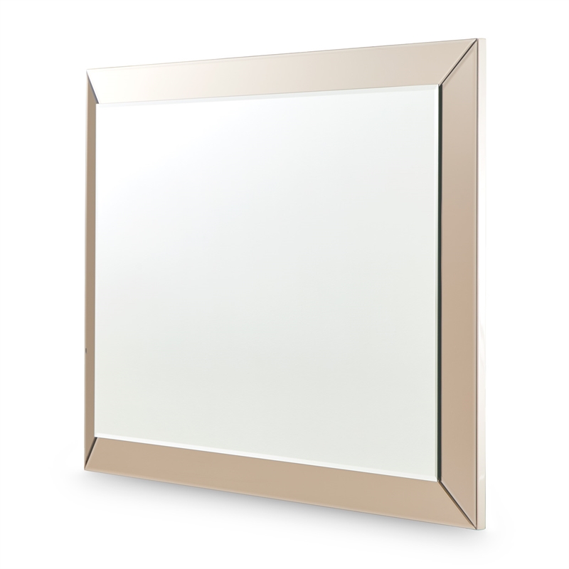 Michael Amini Carmela Chamfer Wall Mirror - Shimmer Ivory