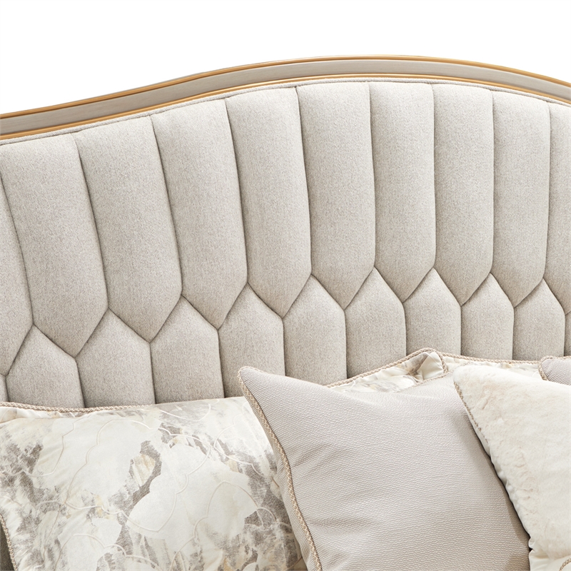 St. Charles Eastern King Chenille Wingback Bed - Dove Gray