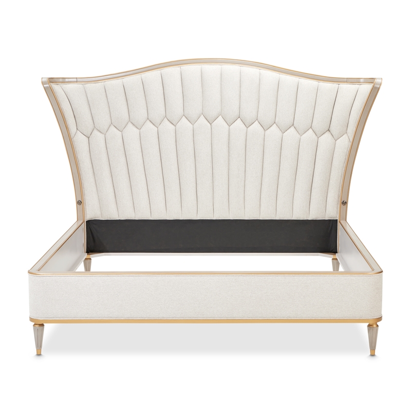 St. Charles Queen Chenille Wingback Bed - Dove Gray