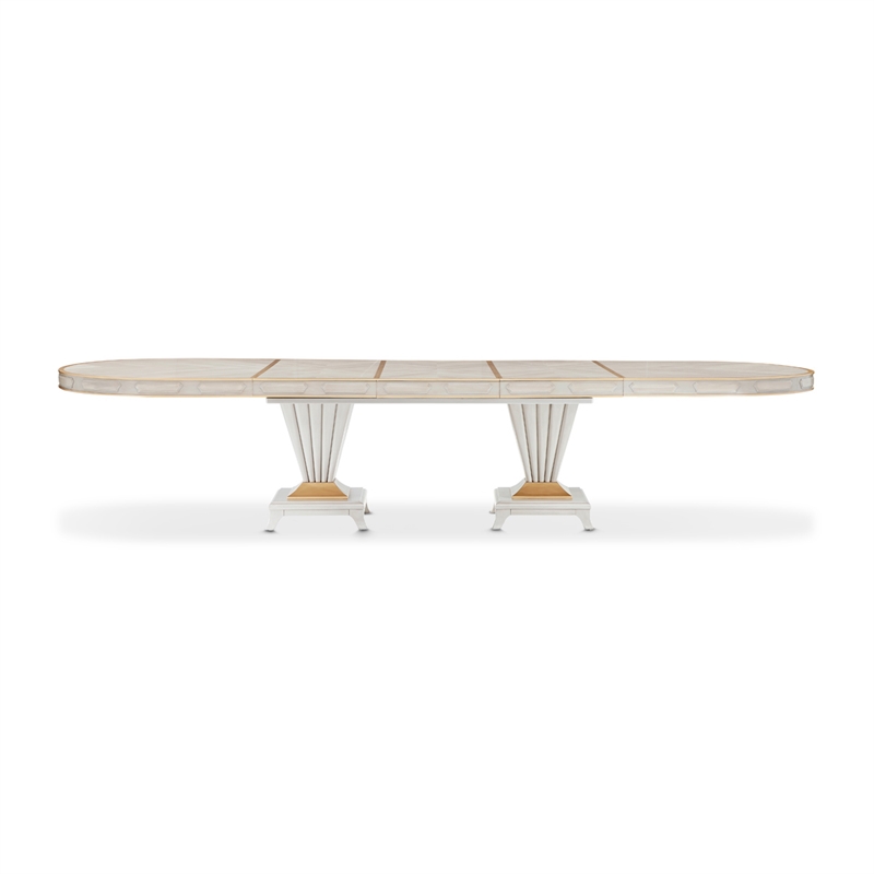 St. Charles Double Pedestal Dining Table -  Dove Gray