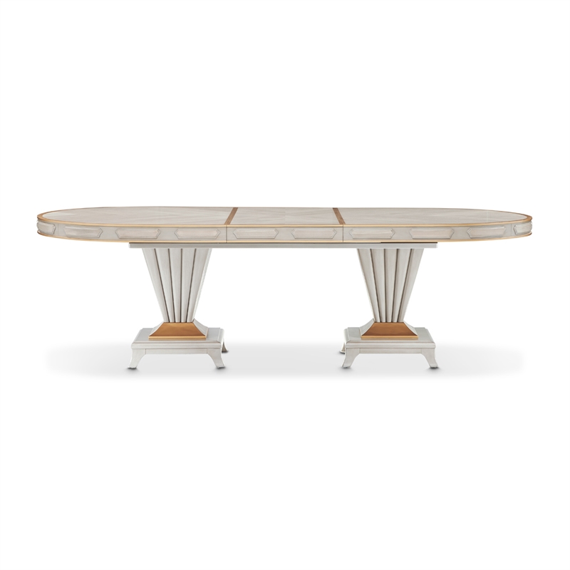 St. Charles Double Pedestal Dining Table -  Dove Gray